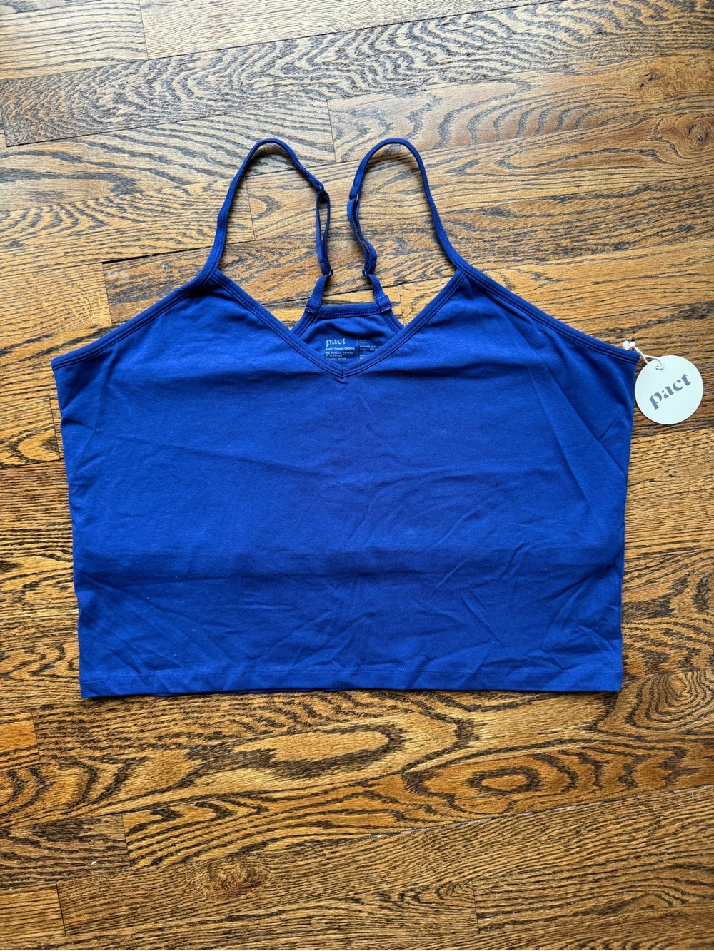 Pact Everyday Shelf Bra Cropped Camisole Blue Organic Cotton XXL